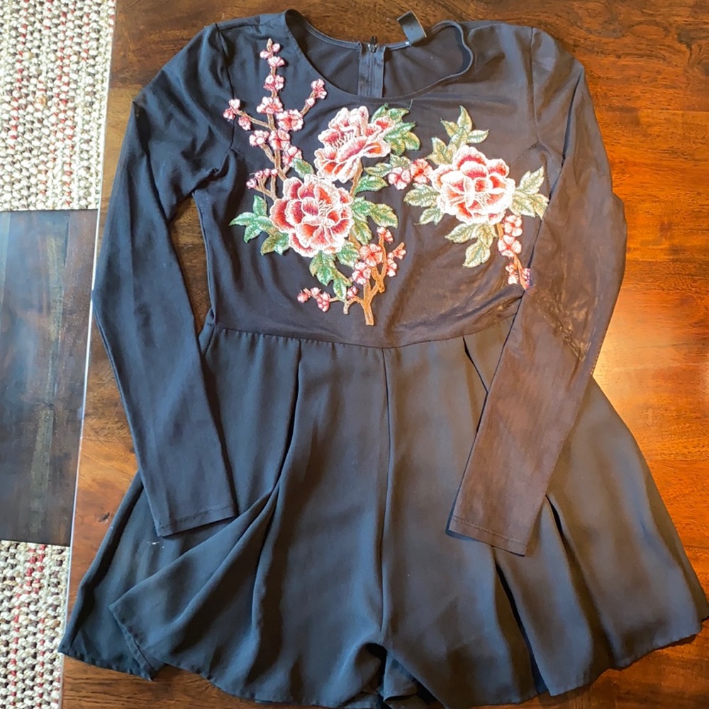 Windsor mesh floral black romper (S)